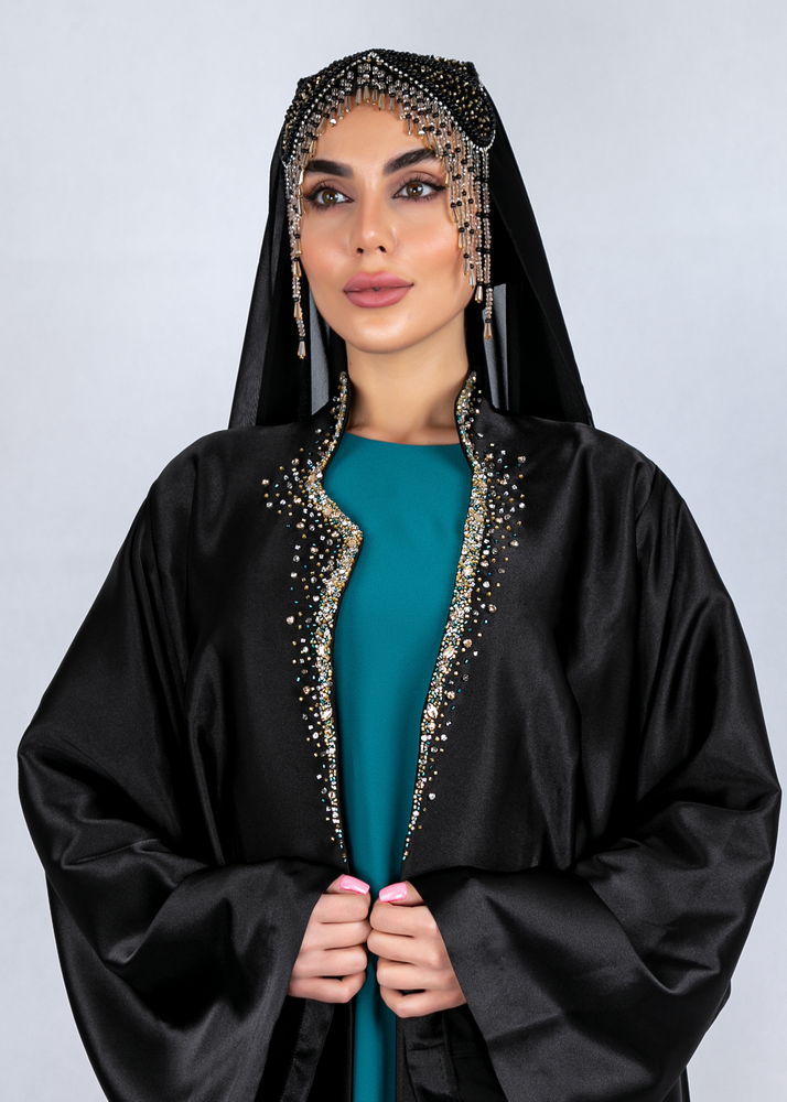 Stone embroidery open Abaya Dress