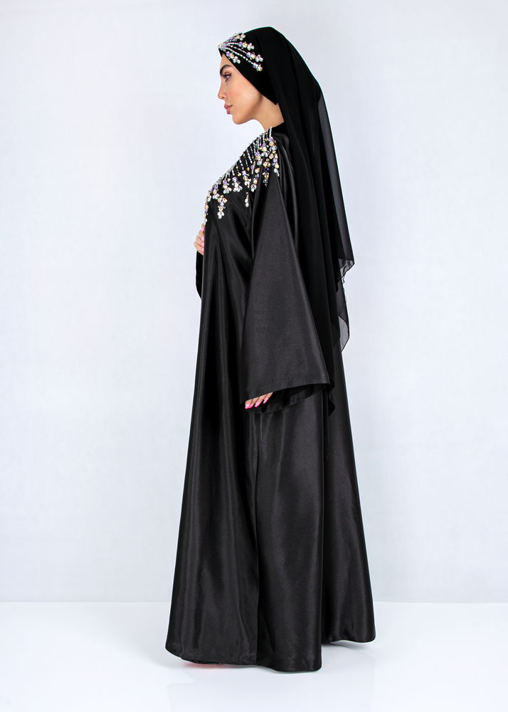 Stone embroidery Black Abaya Dress